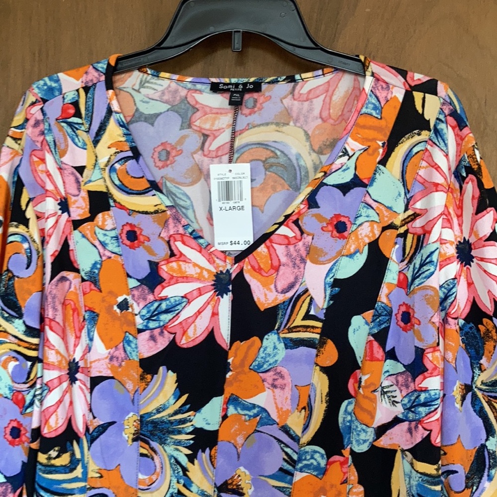 Sami & Jo top colorful floral print w stretch boho casual office XLP - Picture 14 of 17